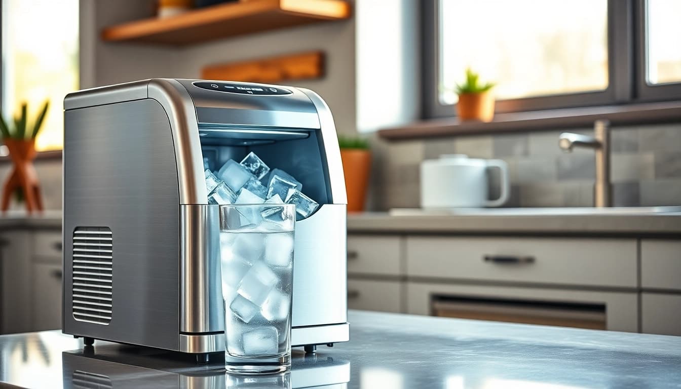 The affordable ice maker creates fresh ice cubes, enhancing your drink experience.