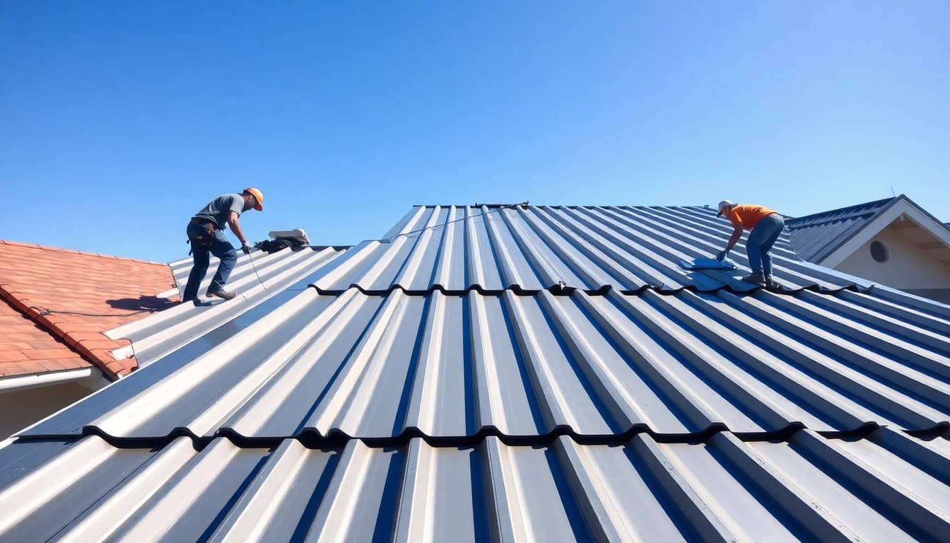 Install a standing seam metal roof with precision on a modern residential building.