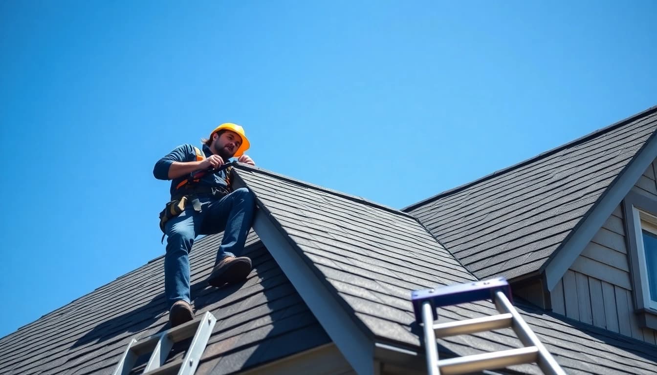 Roof repair inspection by a professional showcasing quality and safety features.