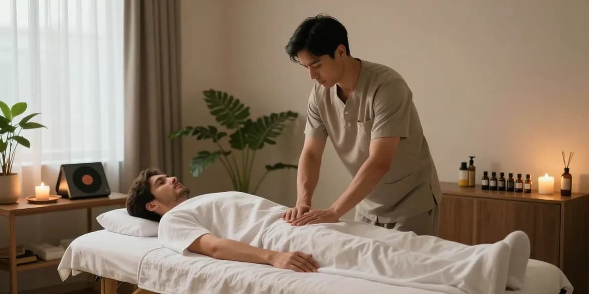 군산스웨디시 마사지 공간에서의 편안한 분위기와 전문 테라피스트의 모습