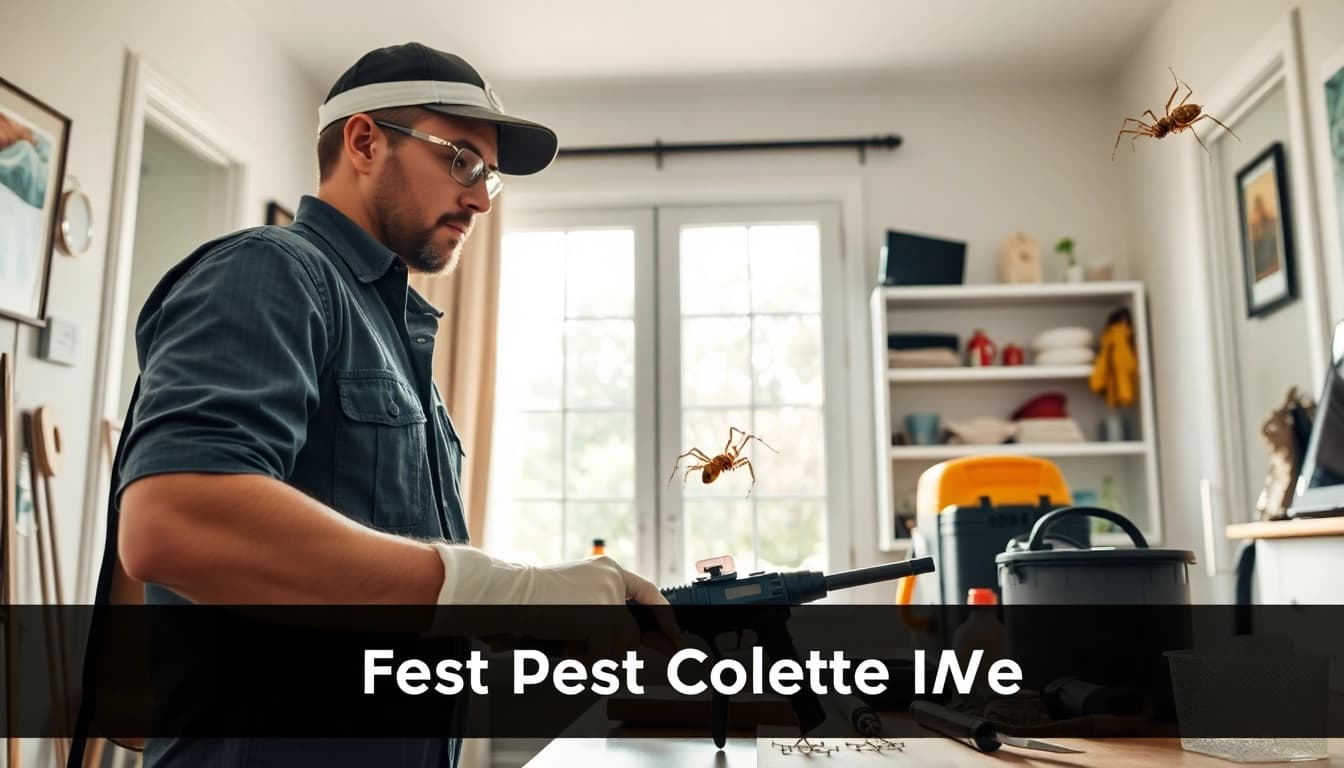 Fast pest control near me demonstrated by a technician in a clean home environment.