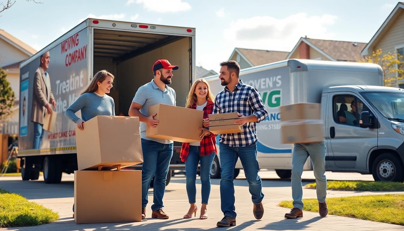 Friendly Moving Company team helping a family relocate with professional service.