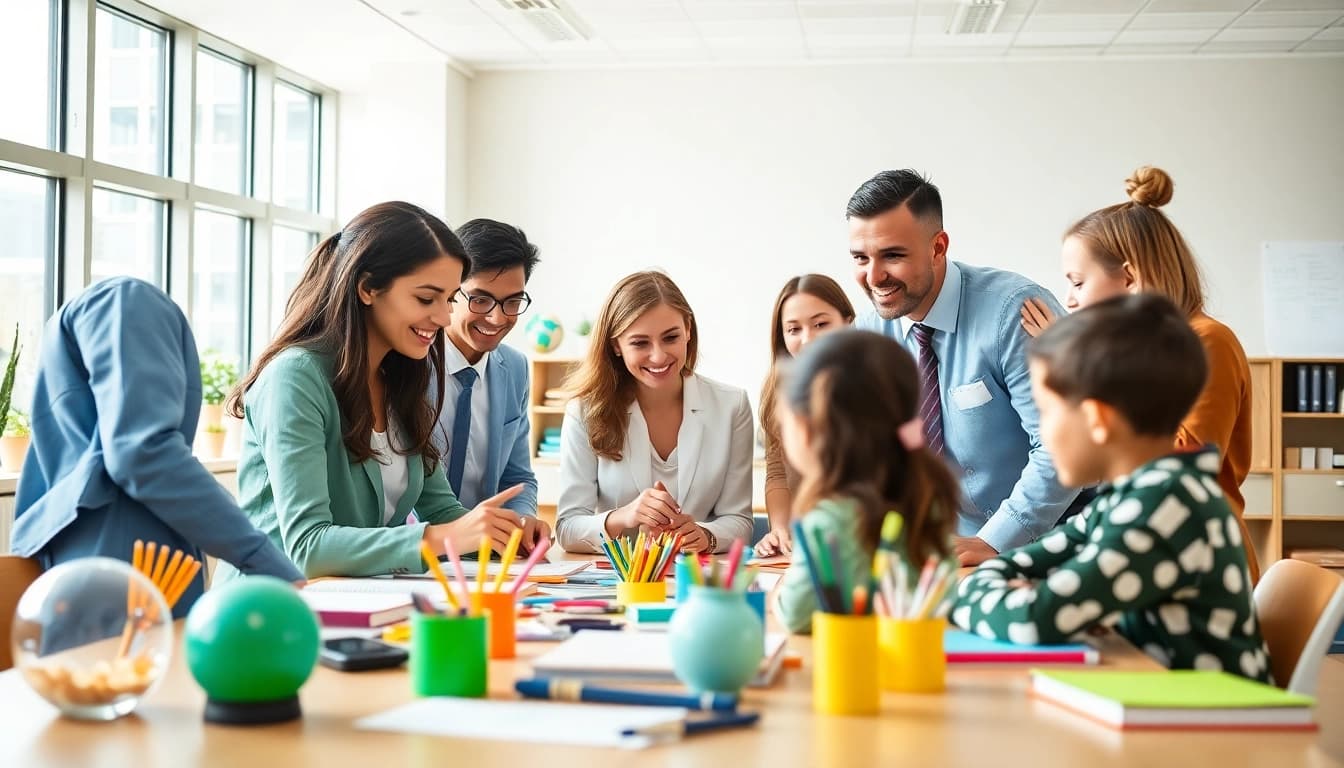 Enhancing Education through collaborative teaching in a vibrant classroom setting.