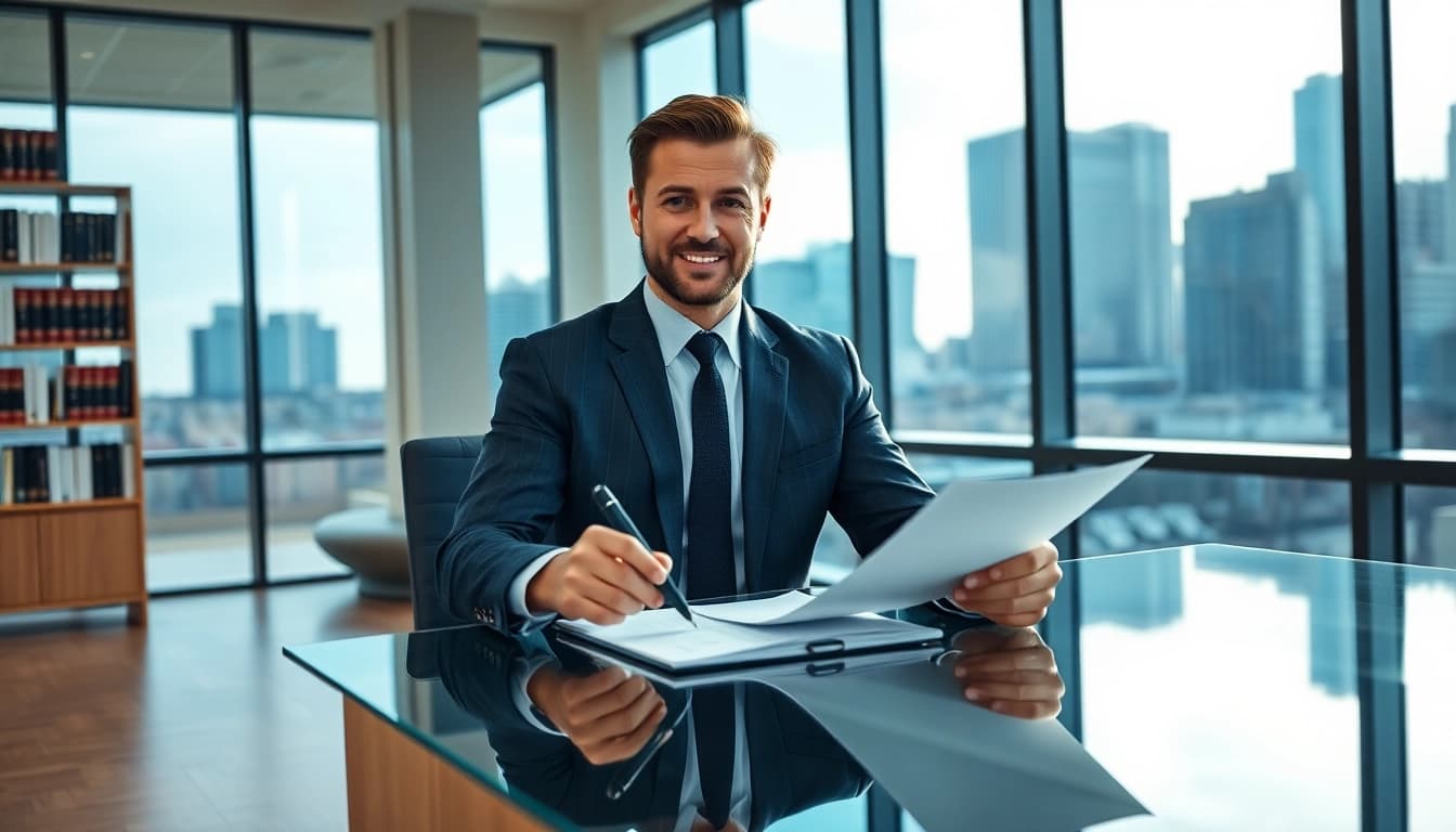 Consultation at https://www.agslawfirm.com showcasing a professional attorney in a modern office.