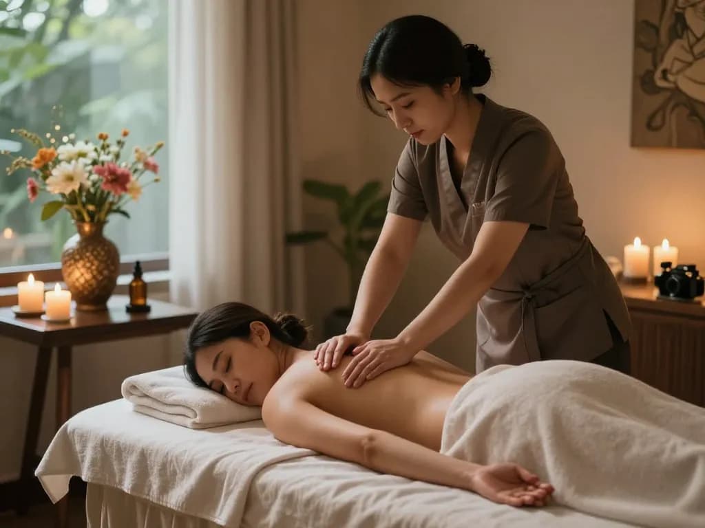 Relaxing Swedish massage session in a tranquil spa environment, focusing on 천안스웨디시 therapy.