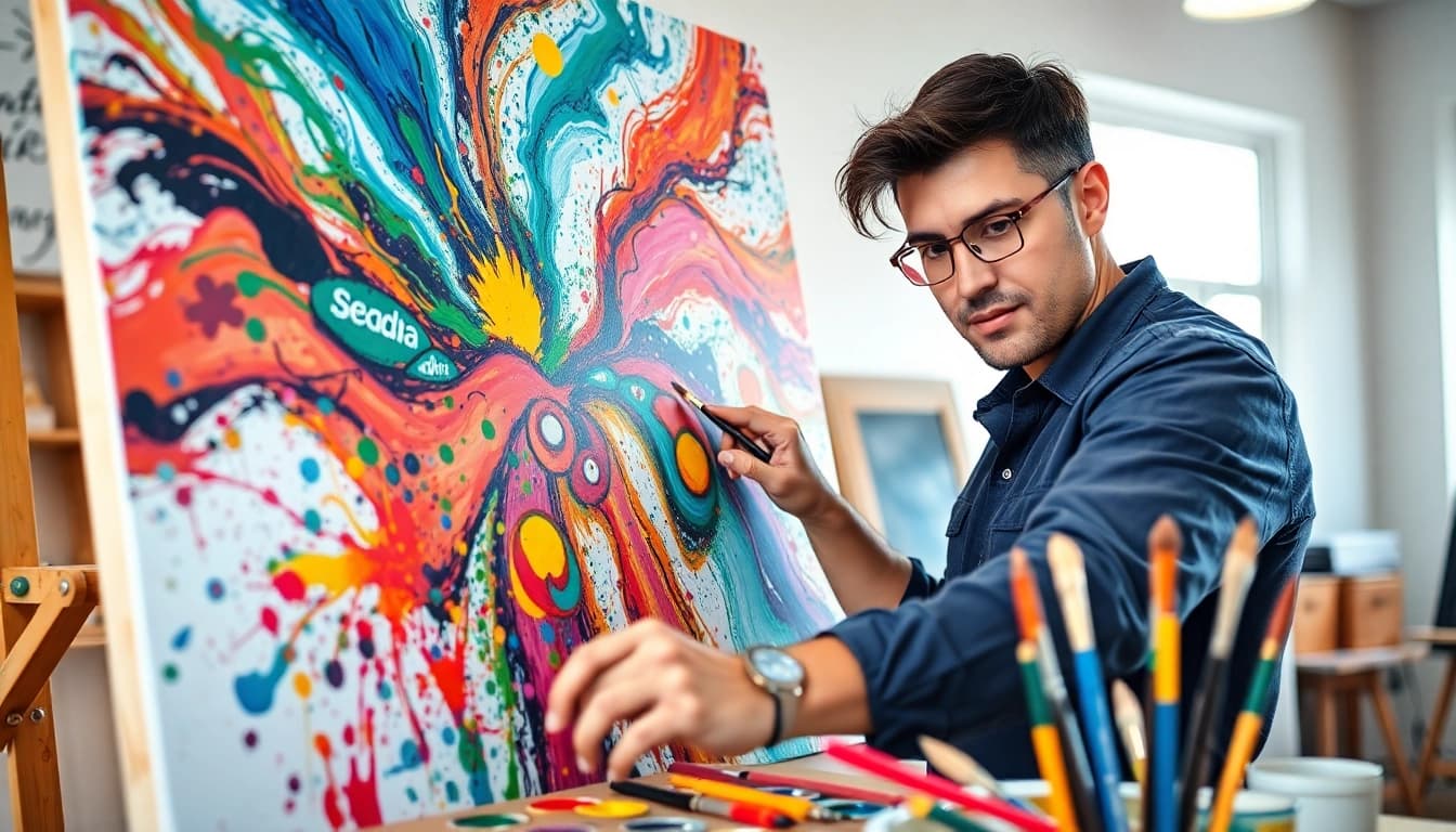 Creating a dreamlike artwork that embodies the essence of seedream in a vibrant studio.