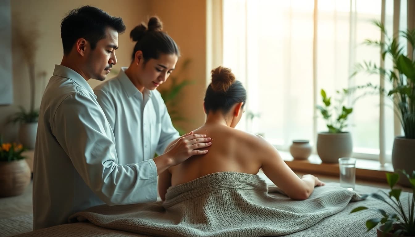 Terapi Akupunktur dengan Qi Qong di lingkungan yang tenang dan mendamaikan.