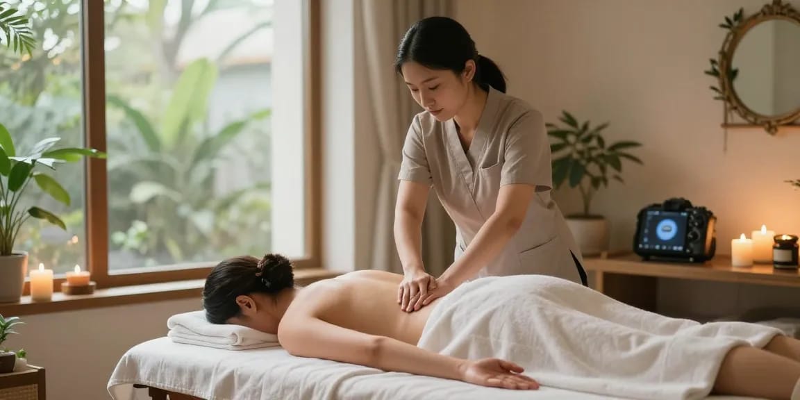 마사지로 편안함을 주는 스웨디시 마사지 테라피 모습