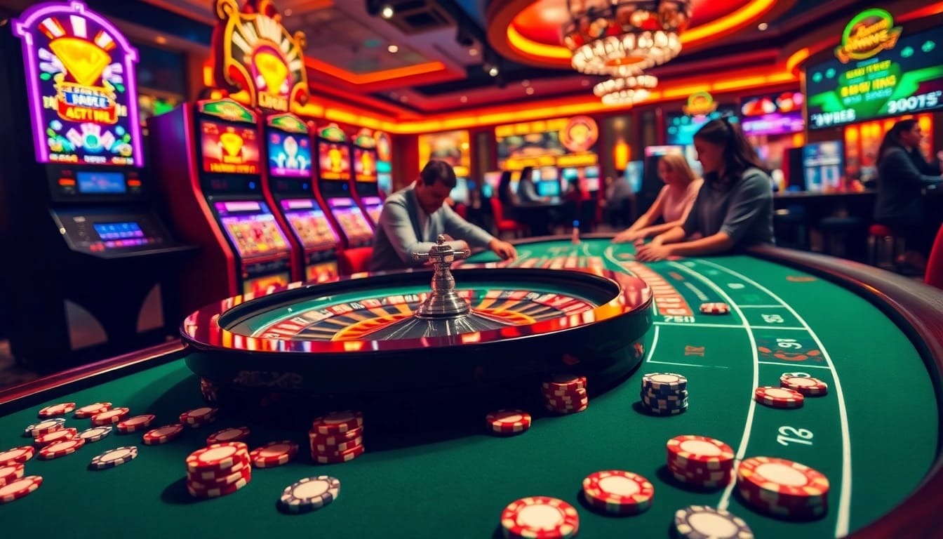 Experience the excitement of Nhà cái MM88 with players betting on poker chips at a vibrant casino table.