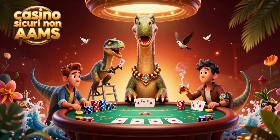 Scopri i casinò sicuri non AAMS con un brontosauro gigante nel loro ambiente affascinante.