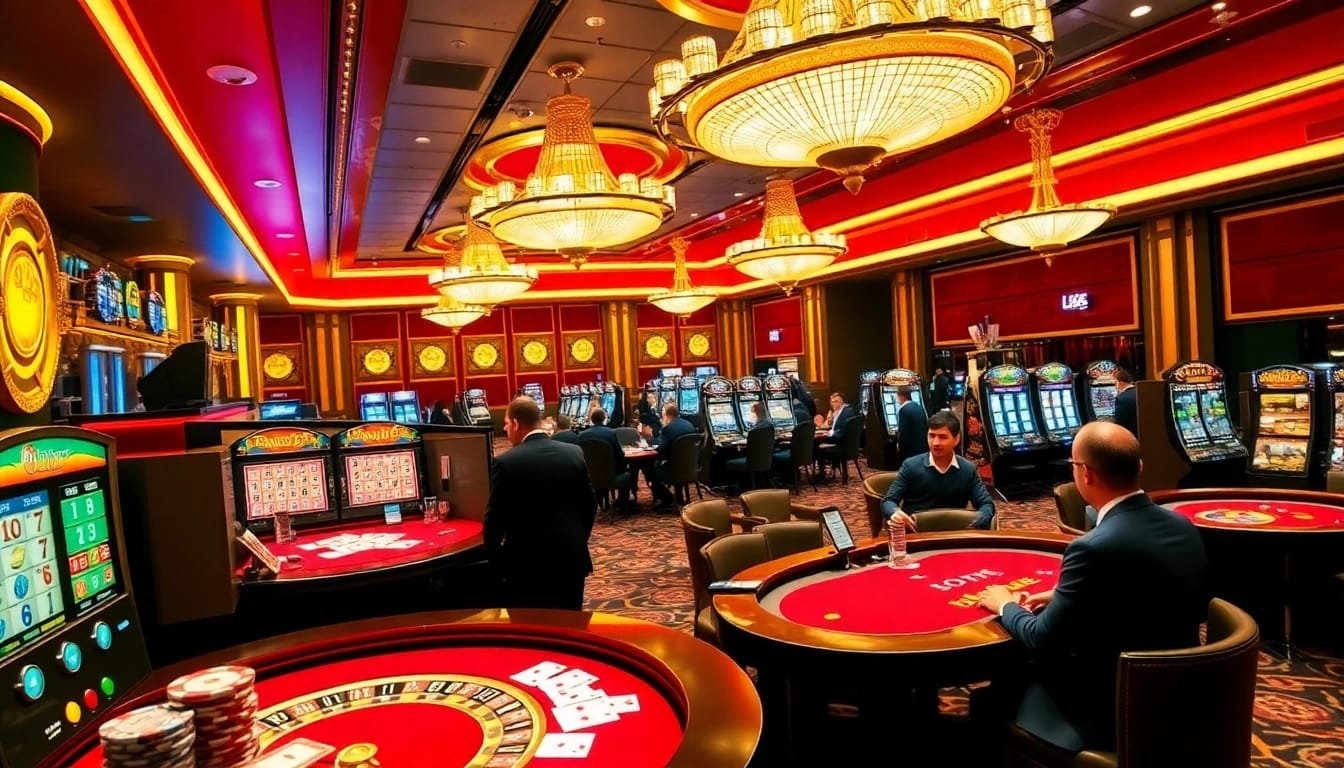 Experience the excitement of 888b.com with a vibrant casino scene featuring immersive slot machines and poker tables.
