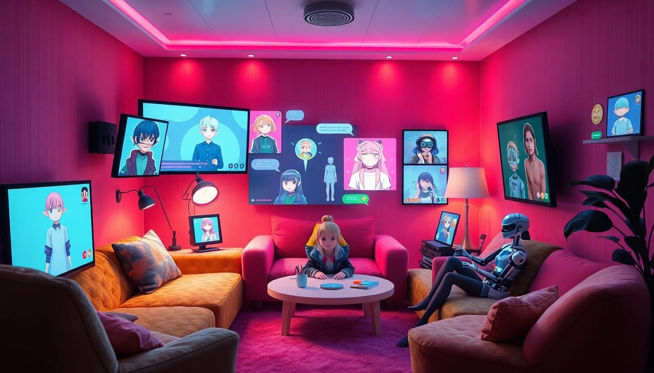 Engaging NSFW AI environment showcasing diverse character interactions and chat interfaces.