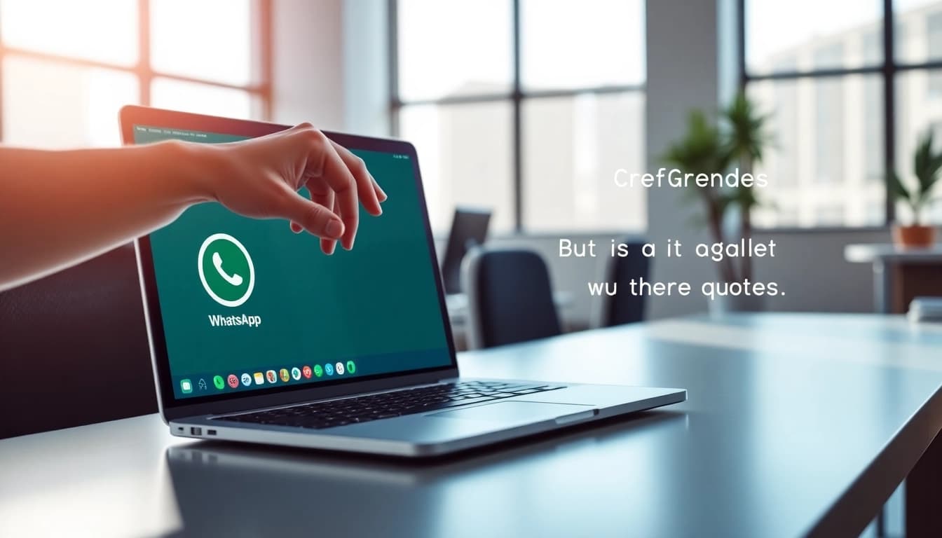 Enhance business communication with https://whatalker.com showcasing a CRM interface on a sleek laptop.
