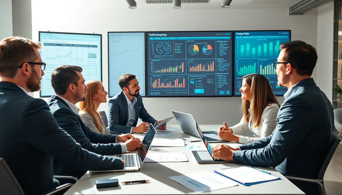 Explore competitive intelligence faqs through teamwork in a dynamic strategy meeting.