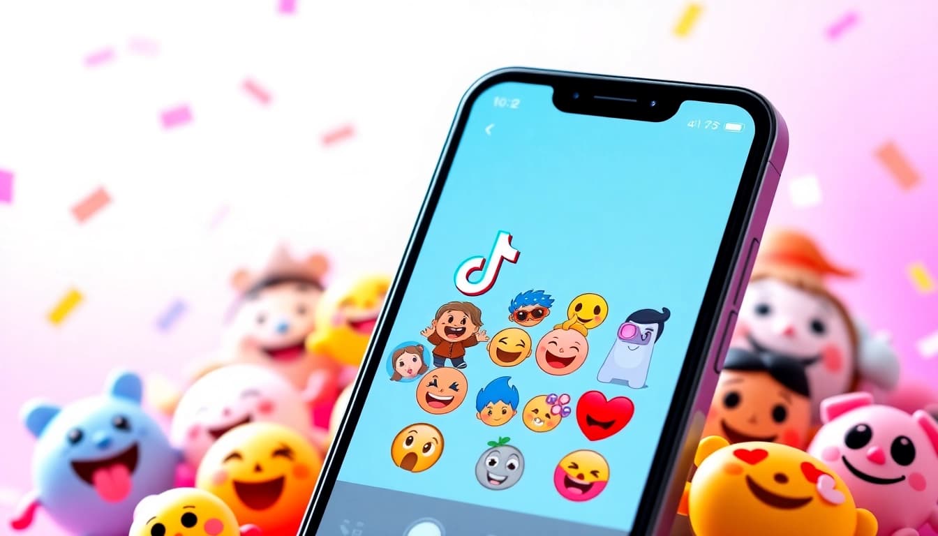 Engaging TikTok emojis sparkling on a smartphone screen, highlighting their expressive nature.