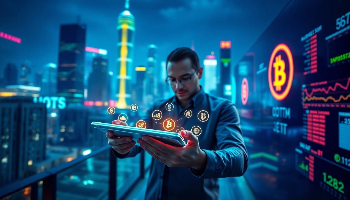 Engage with Rocktoken.com through innovative blockchain technology visuals showcasing digital currencies.