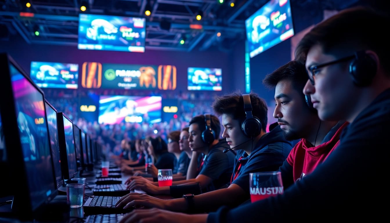 Menghadiri daftar ggsoft game di turnamen esports dengan gamer bersemangat.