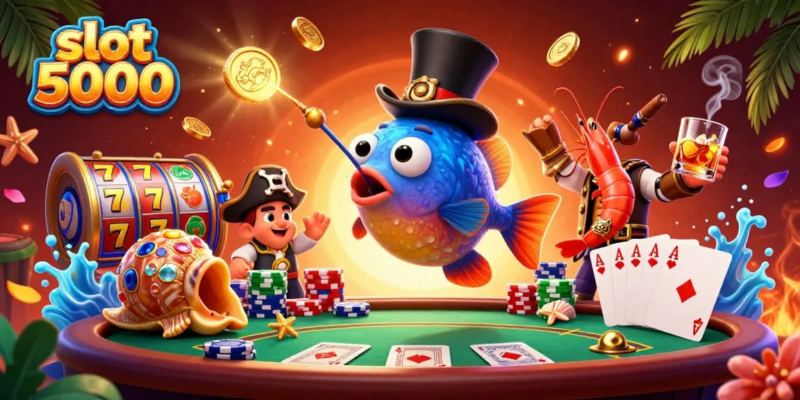 Engage with the exhilarating slot 5000 experience featuring vibrant characters and dynamic casino elements.