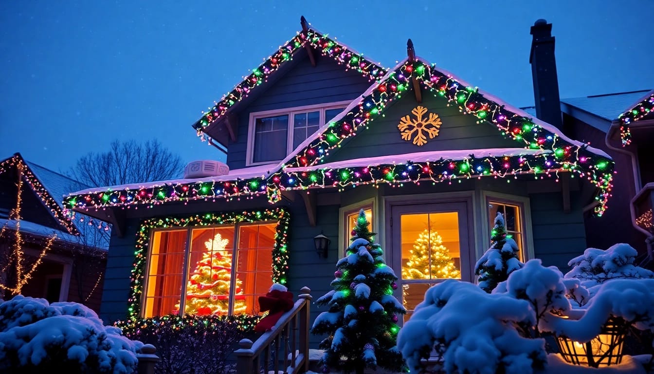 Transform your home with stunning Seattle holiday light installation showcasing vibrant colors.