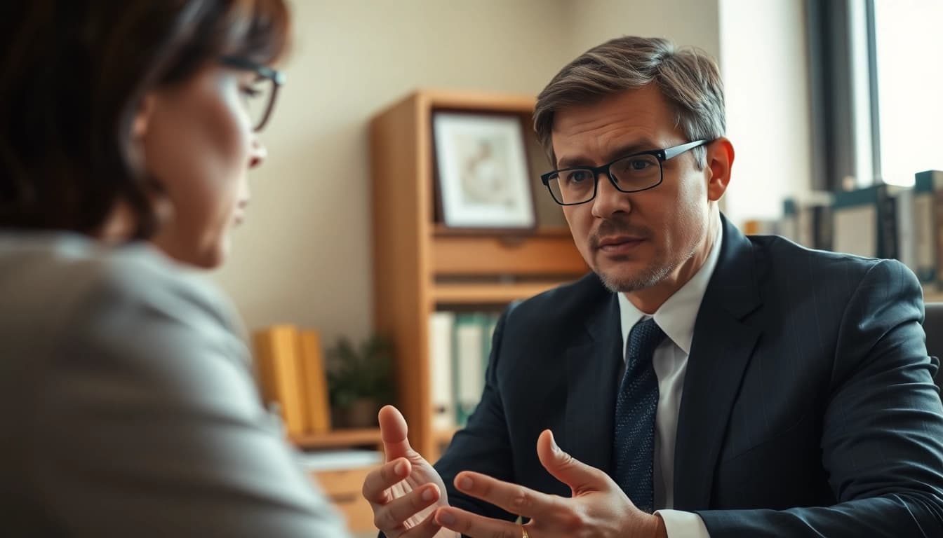 Consultation session with a personal injury lawyer at https://www.marylandpersonalinjurylawyer.com, showcasing professionalism and support.