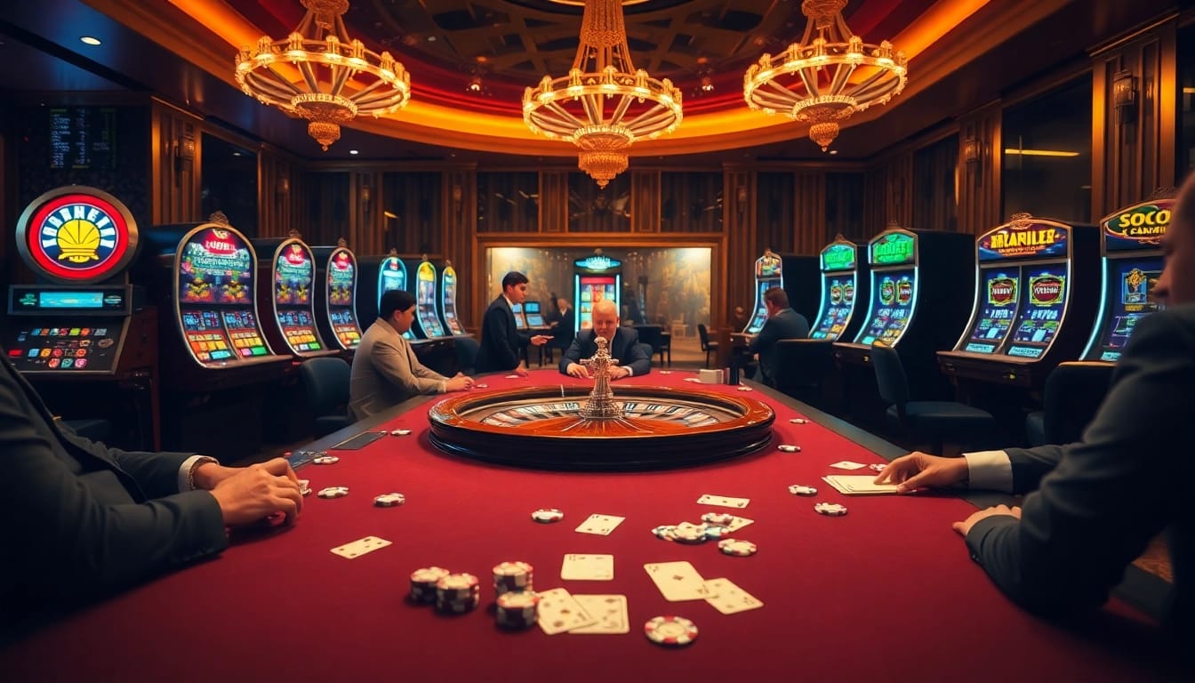 Engaging in high-stakes poker at a luxurious casino table with hidden wiki elements.