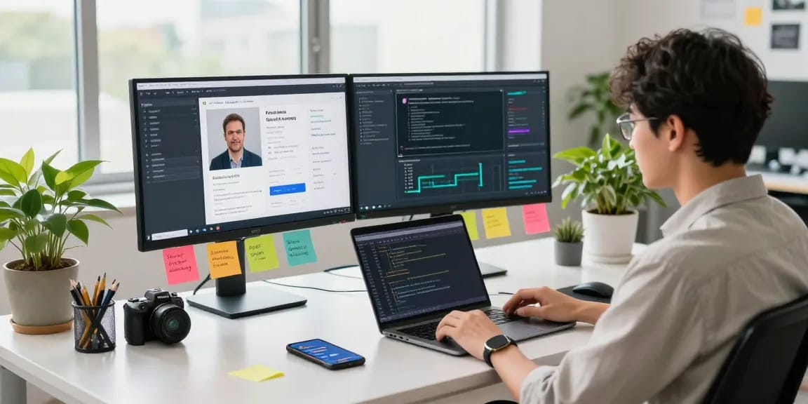 Detect AI images in a professional content moderation workspace with monitors displaying AI detection tools.