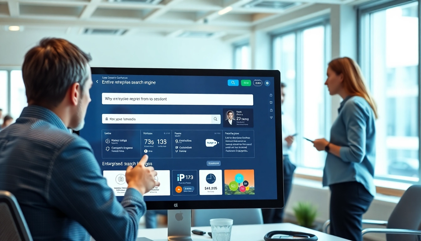 Engaging workers utilizing an efficient enterprise search engine interface in a professional setting.