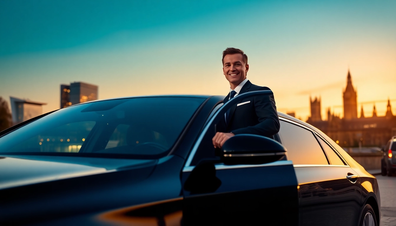 Experience Chauffeur Services Nottingham with a professional chauffeur standing beside a luxury vehicle.