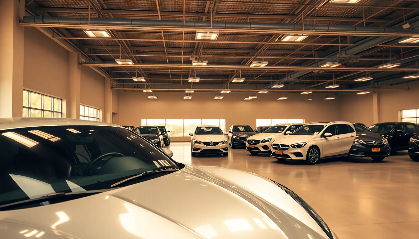 Showcase of used engines in a sleek automotive showroom highlighting various models.