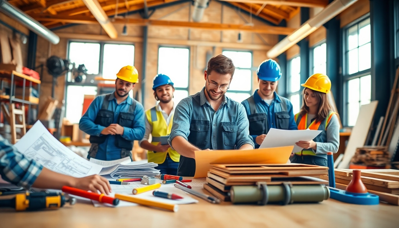 Construction apprenticeships carolinas highlight teamwork in a vibrant workshop setting.