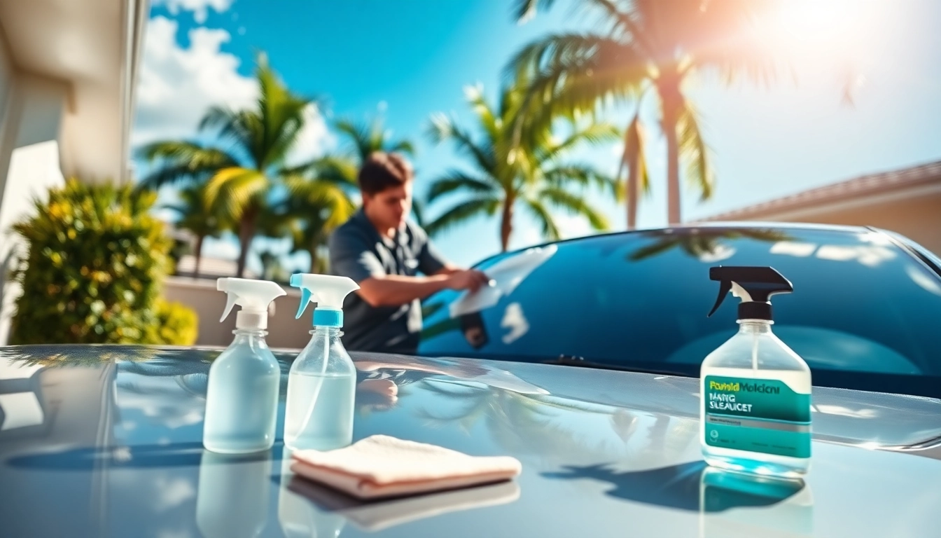 Enhance your vehicle's appeal with mobile detailing Fort Lauderdale service, featuring a technician expertly cleaning.