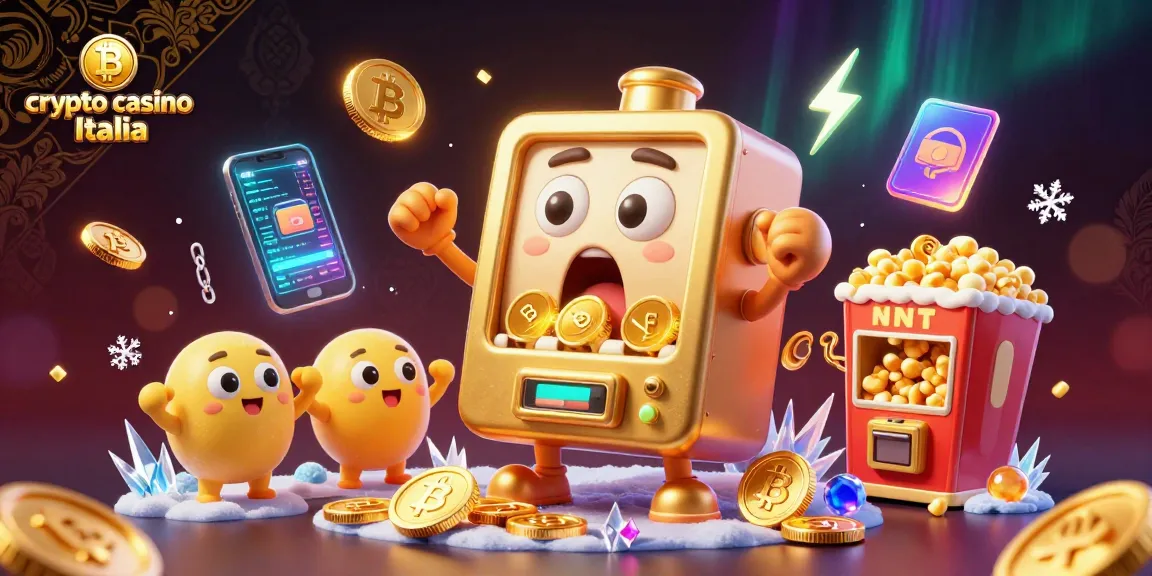 Crypto casino Italia: la slot machine d'oro stupita per il jackpot con monete che piovono.