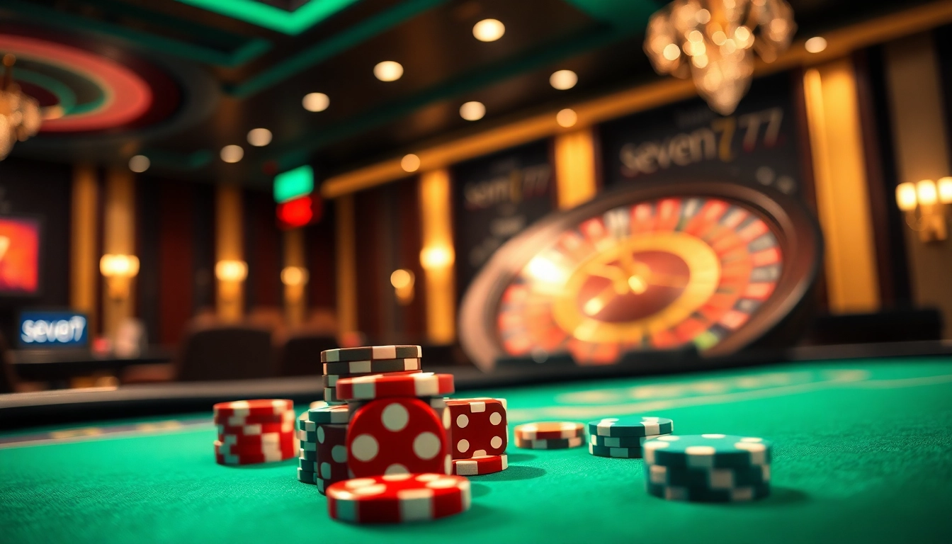 Experience the thrill of winning with seven77 at a luxurious casino poker table.