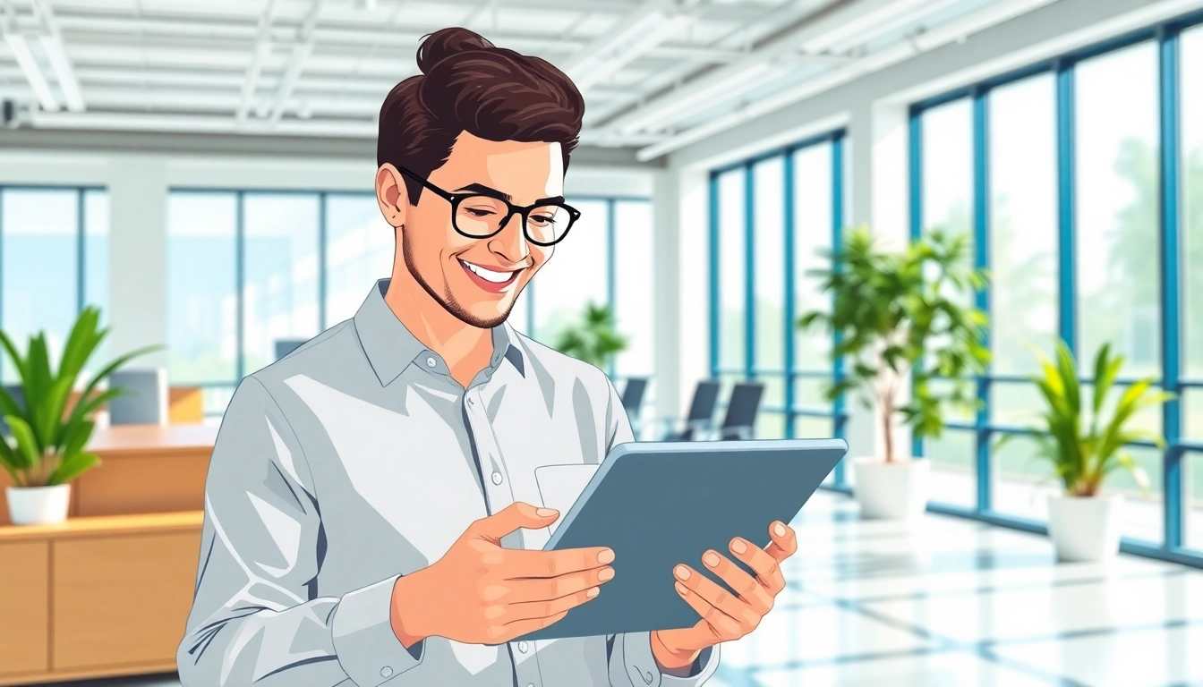 Streamlined fast warranty claims process in a modern office setup.