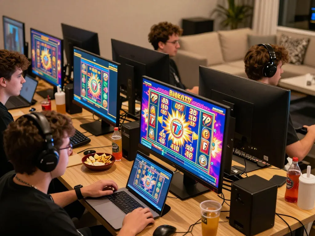 Engaged players enjoying BUKA77 slots in an online gaming tournament from the comfort of home