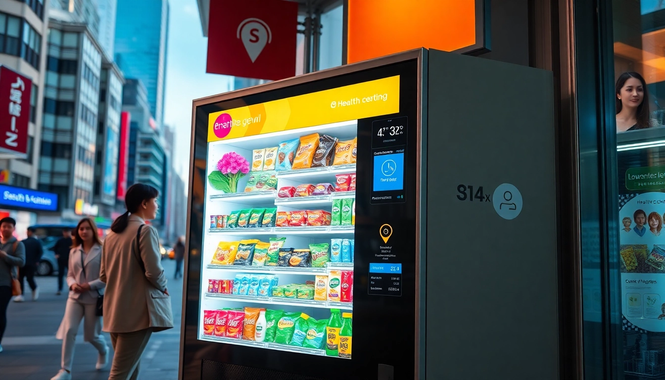 The best vending machines featuring innovative designs and advanced technology in a bustling urban setting.