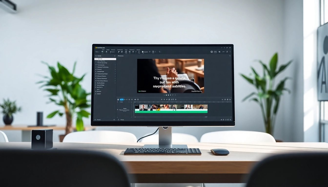 Efficient SRT Generator software in an inspiring office environment showcasing synchronized subtitles.