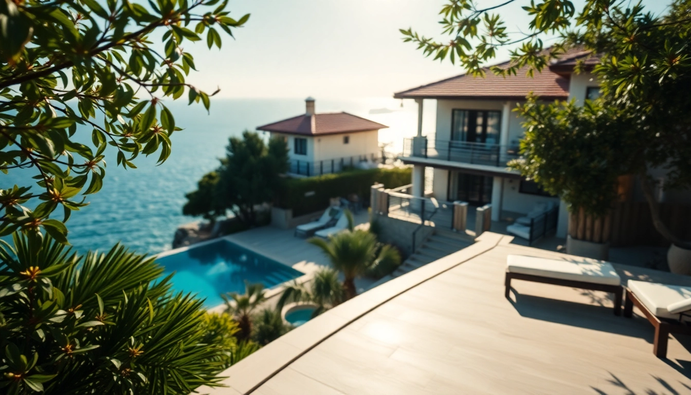Showcase of a beautiful property in turkey alanya with a stunning coastline and lush greenery.