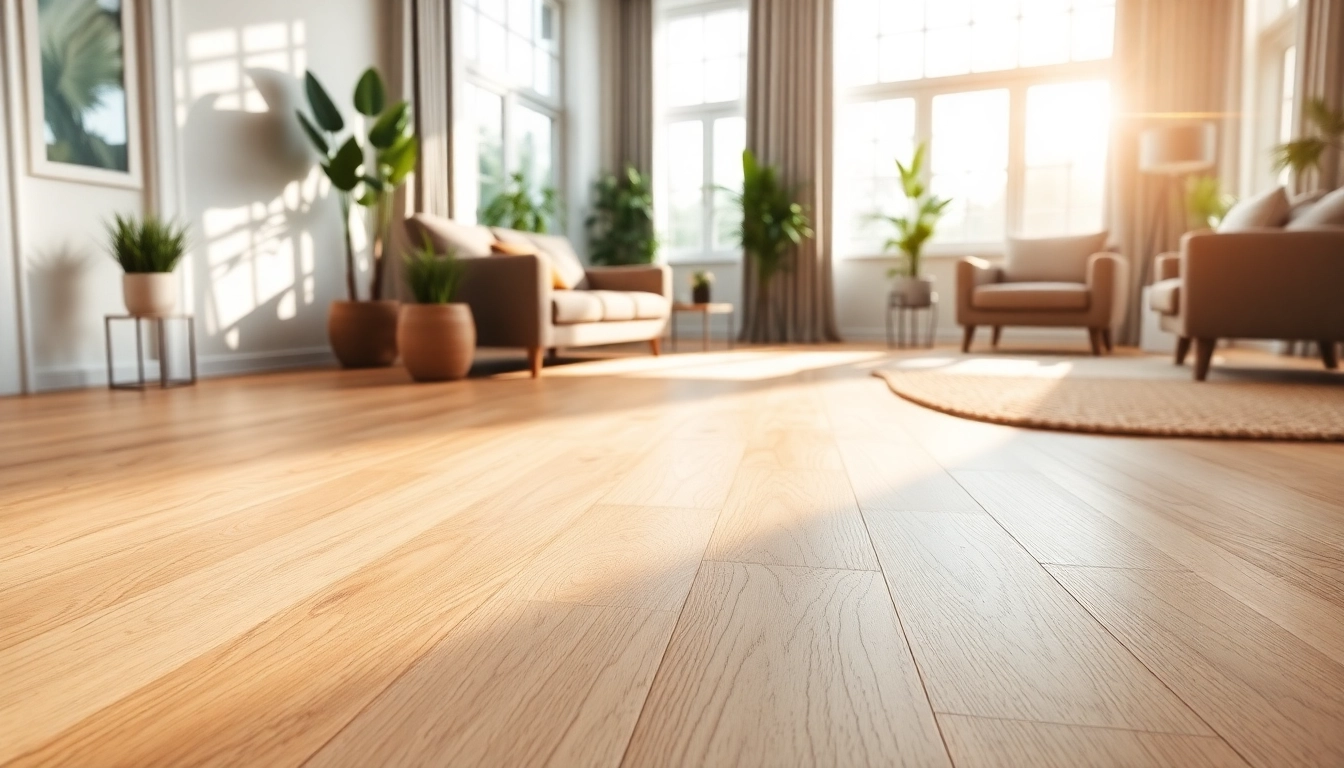 Showcase of quality vinyl flooring in a modern interior, emphasizing its beautiful blonde oak design.