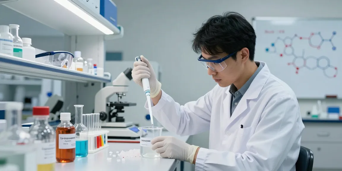 Buy isopropanol online in a modern laboratory with research chemicals displayed.