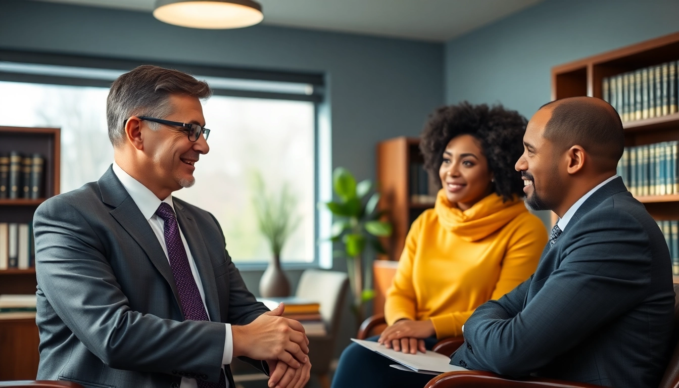 Trustworthy New Hampshire Immigration Attorney consulting with a client in a law office setting.