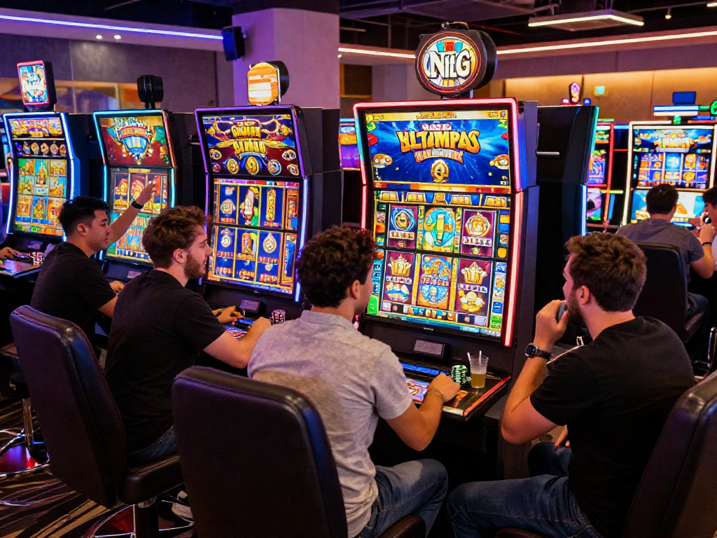 Exciting gameplay at bonus buy casinos UK featuring players engaging with vibrant slot games.