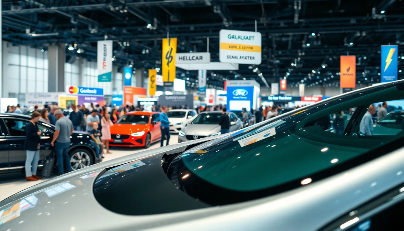 Engaged crowd admiring stunning displays at the Auto Cars Show.