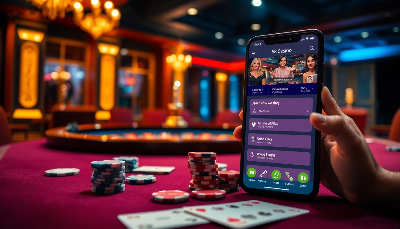 S8 Casino exciting gameplay with poker chips and roulette wheel in a luxurious setting.