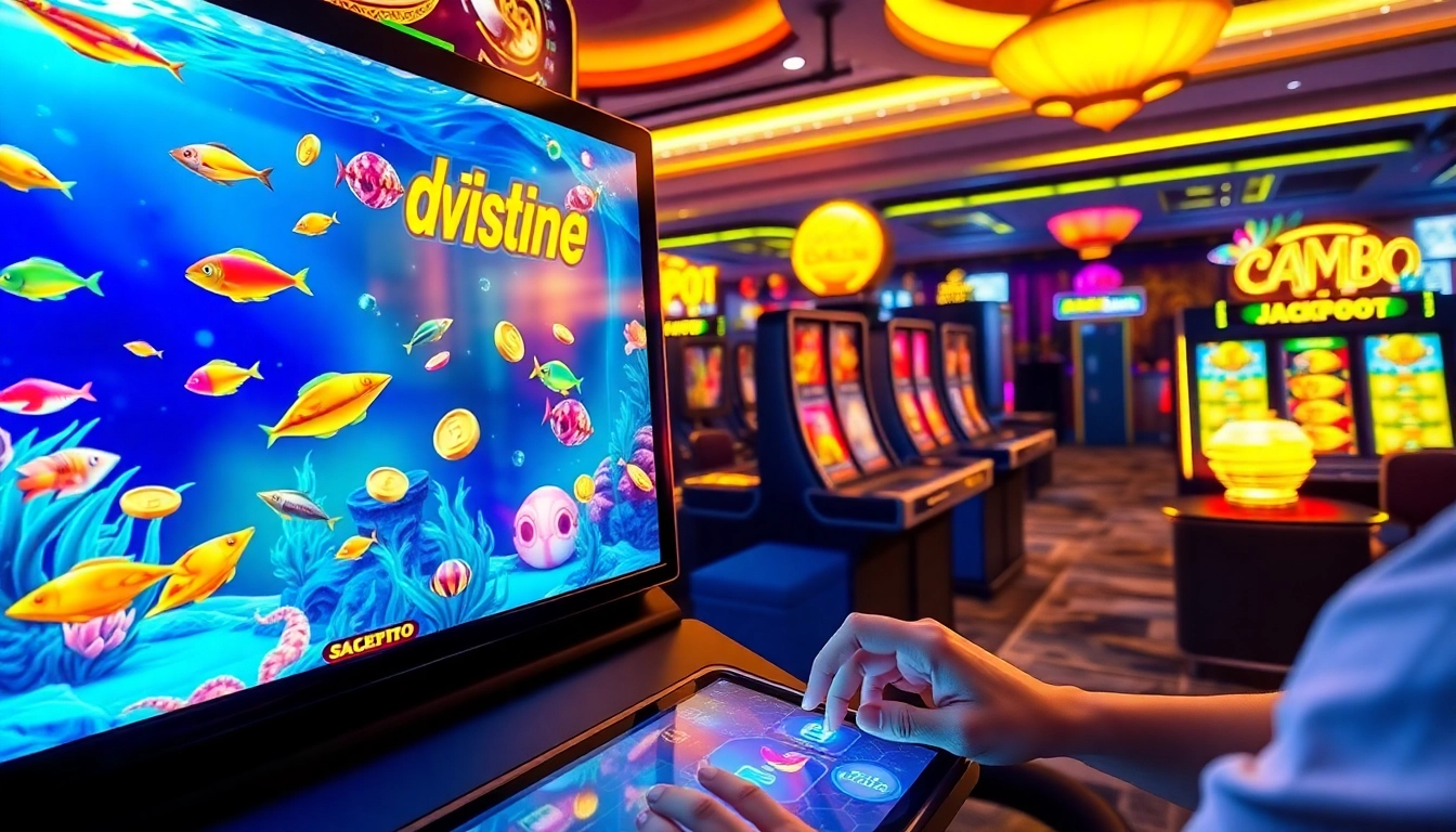 bắn cá đổi thưởng showcases an exciting online gaming interface with animated fish and vibrant graphics