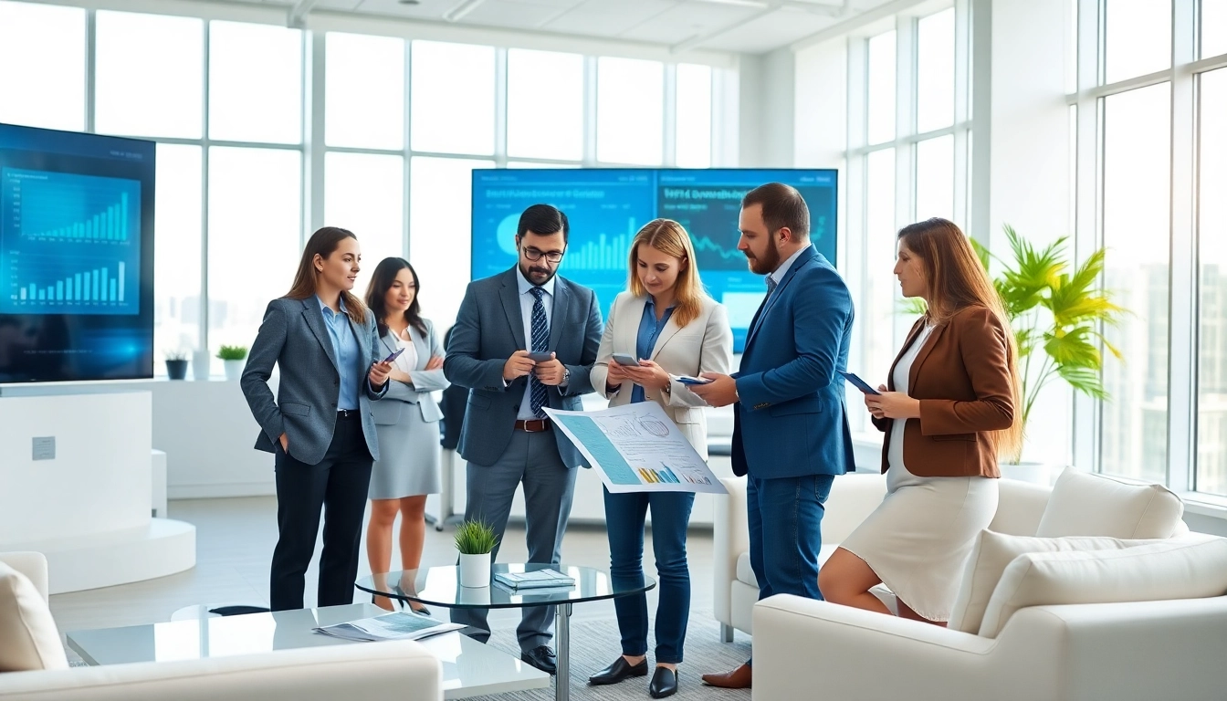Consultants analyzing data at https://valuesfirst.com in a modern office setting.