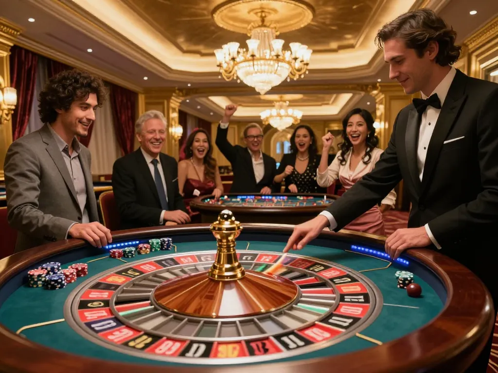 Players at TG88 have a thrilling roulette experience in a vibrant casino environment.