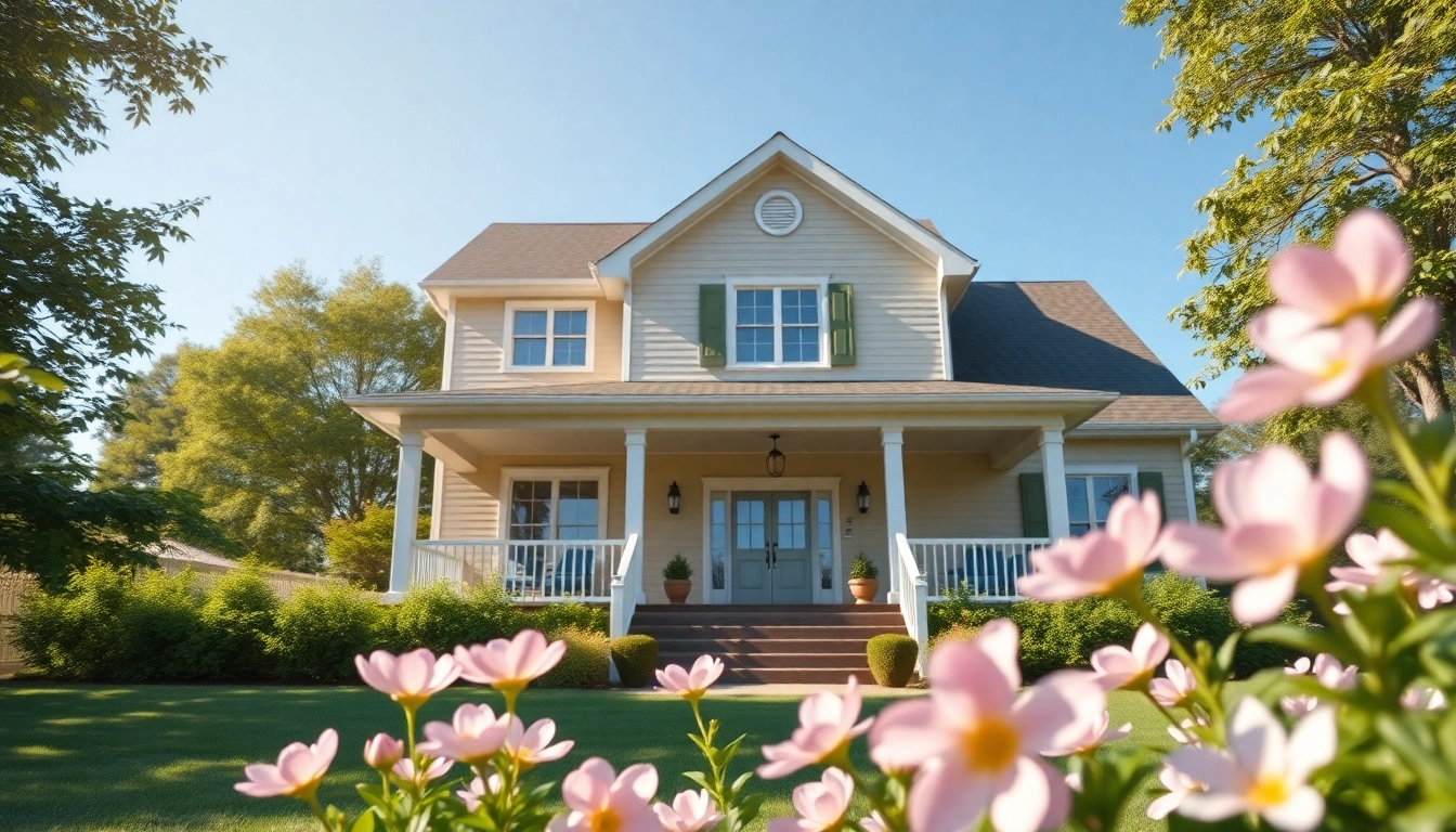 View of a modern family home from www.tbplhomes.com surrounded by greenery and flowers, exuding warmth and comfort.