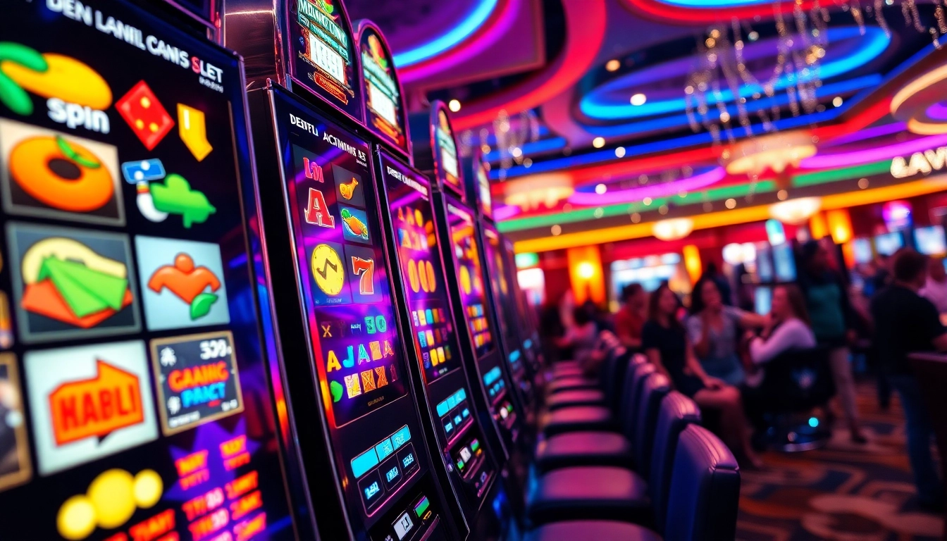 Permainan virus4d slot yang menarik dengan mesin slot berputar dan lampu berwarna-warni.