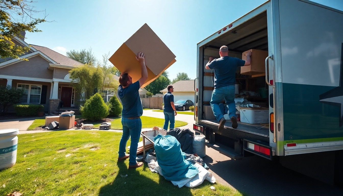 Efficient junk removal Nashville TN by a professional team in a sunny residential yard.
